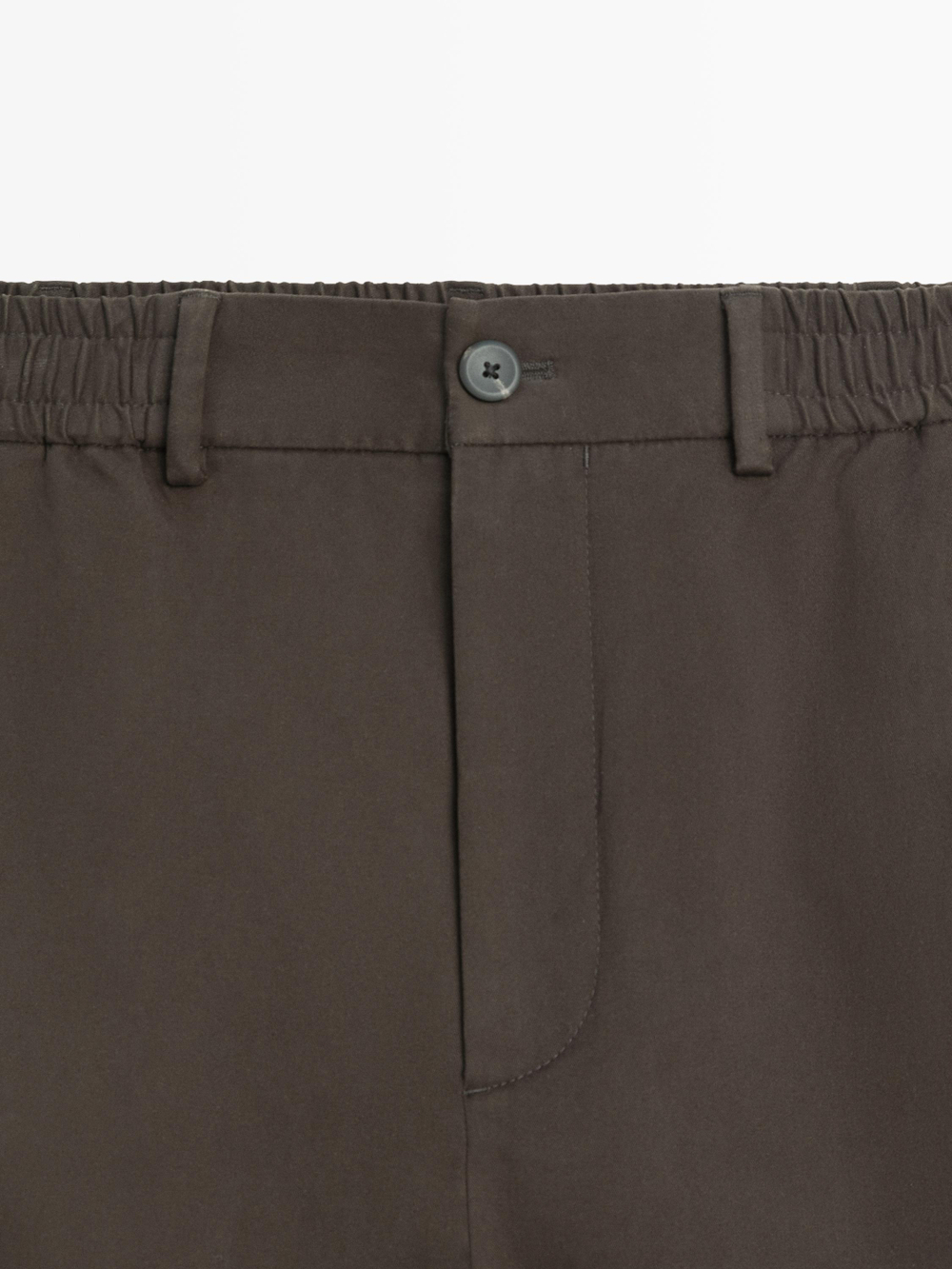 Massimo Dutti Брюки-джоггеры из смесовой хлопковой ткани, коричневый