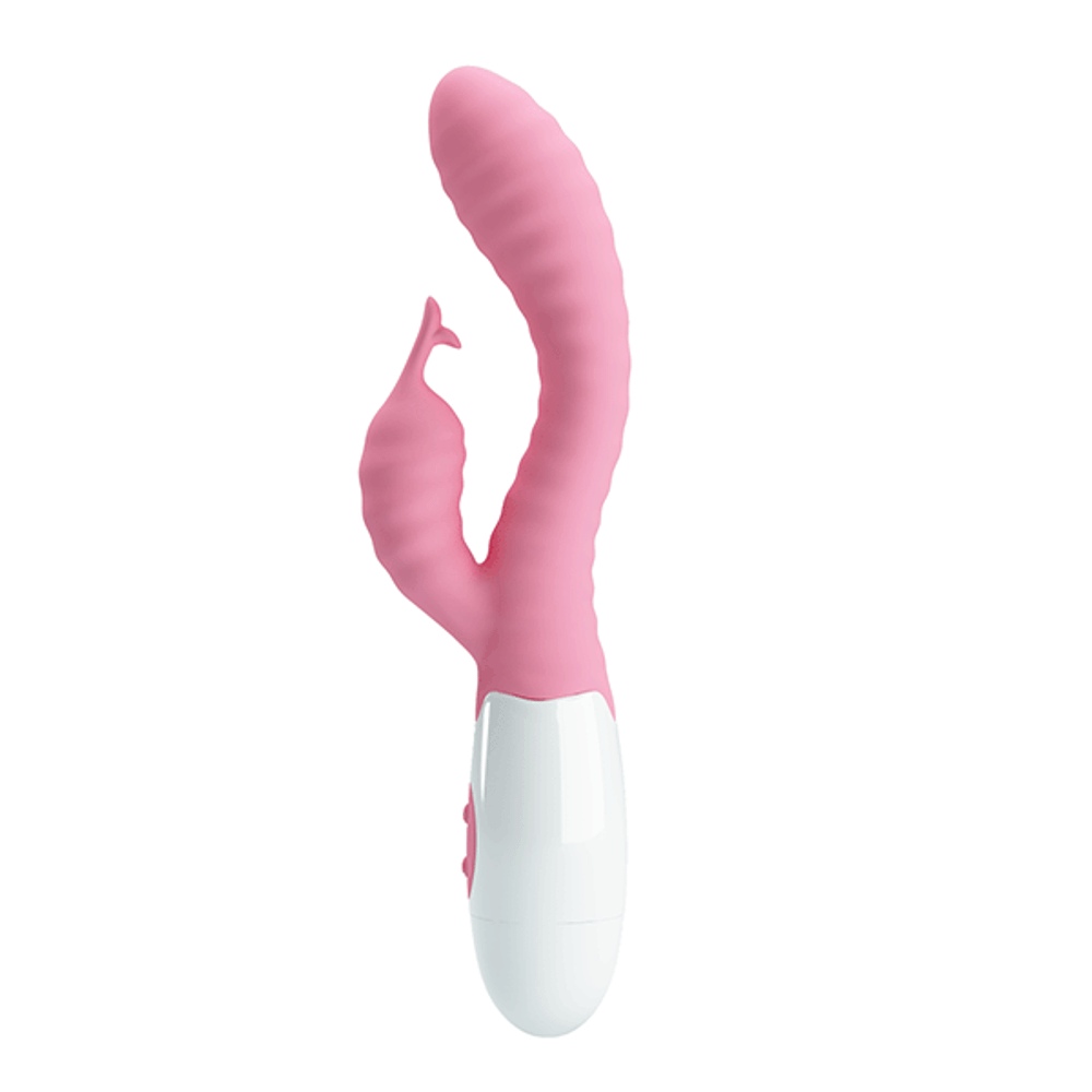 Розовый вибратор-кролик 20см c ребристым рельефом Pretty Love Pete Bunny Vibrator BI-014705-1