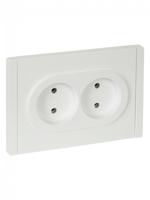 FORTE&PIANO Розетка 2-местная без заземления с защитными шторками безвинтовое крепление 10А FP225 белый IEK