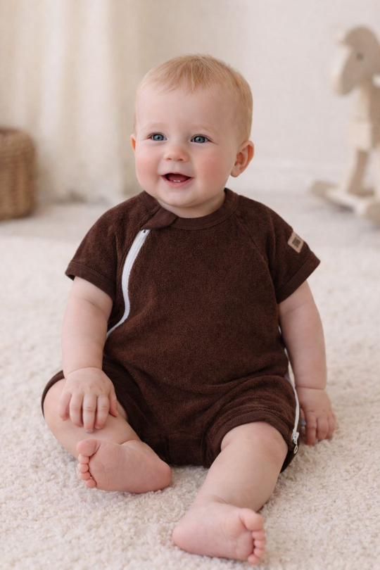 Махровый полукомбинезон-песочник на молнии RinaAmari Шоколад