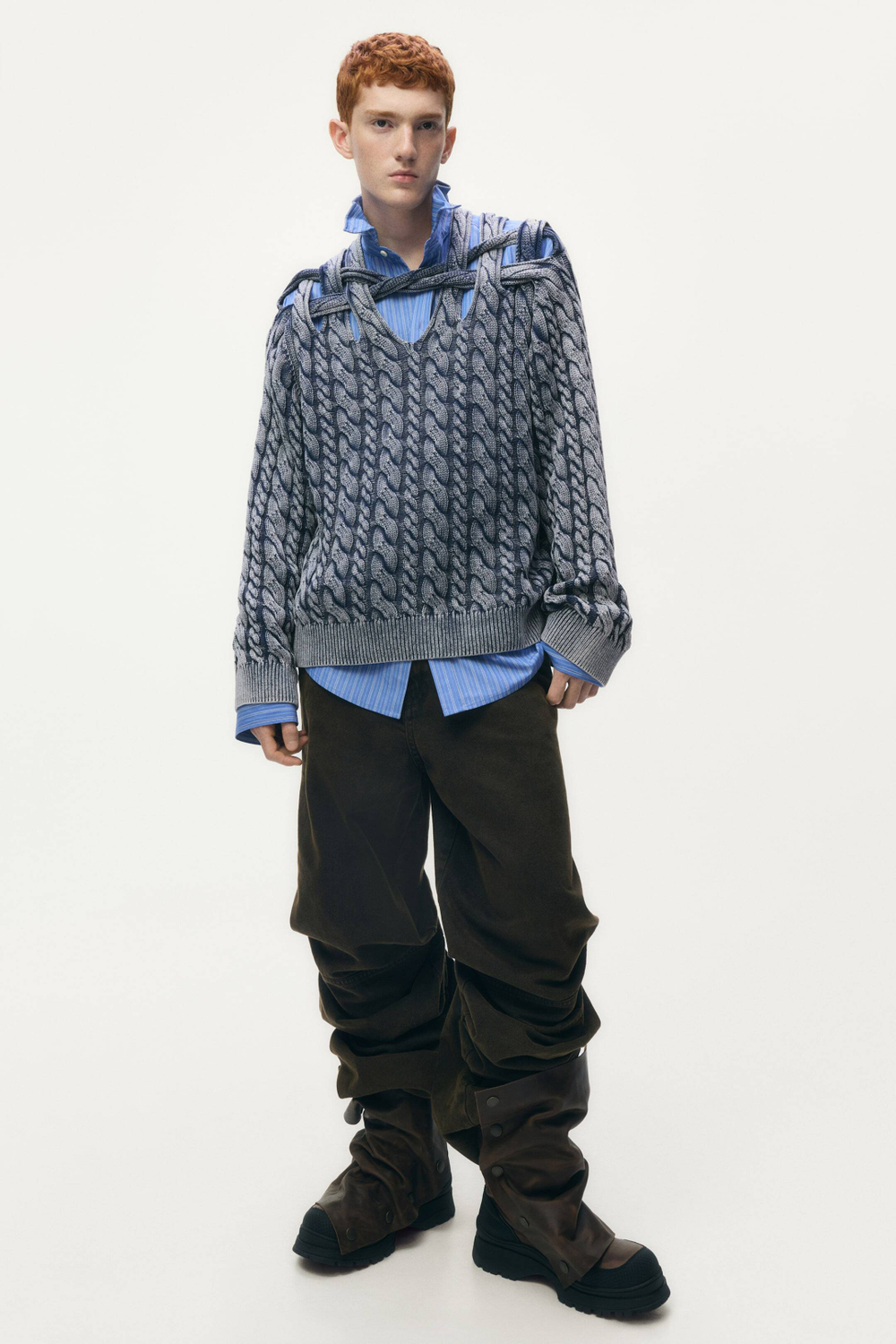 H&M - Glenn Martens Свитер с ажурной вязкой, синий