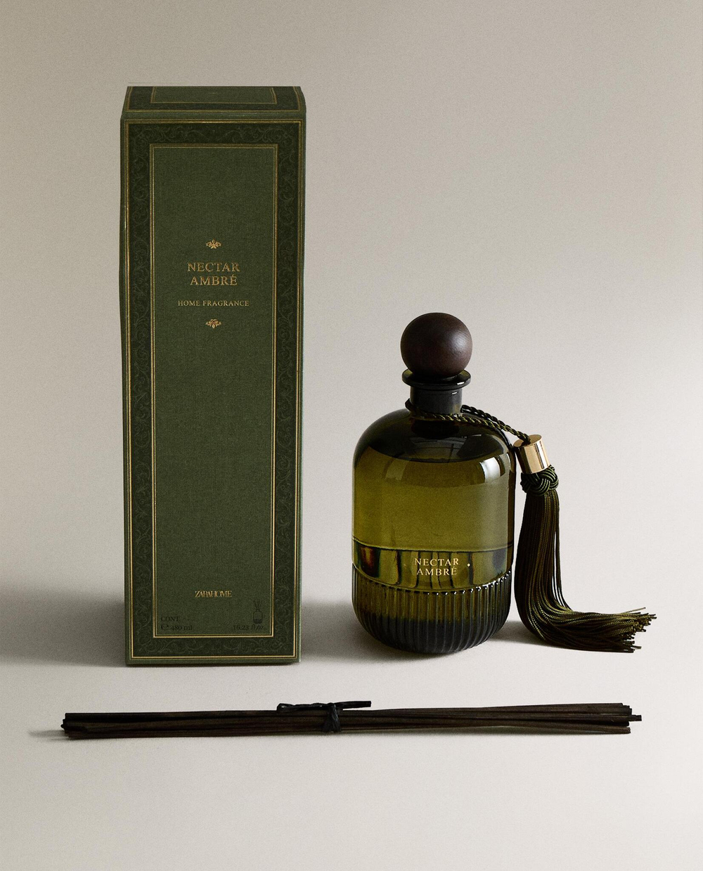 Zara Home NECTAR AMBRÉ REED DIFFUSERS — ароматический диффузор с тростниковыми палочками, Нектар Амбре, 480 мл