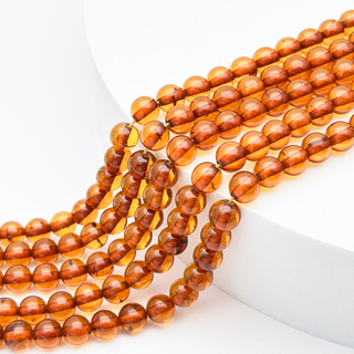 Янтарь бусины, гладкий шар 6,5 мм, цена за 15 шт (1/4 нити)