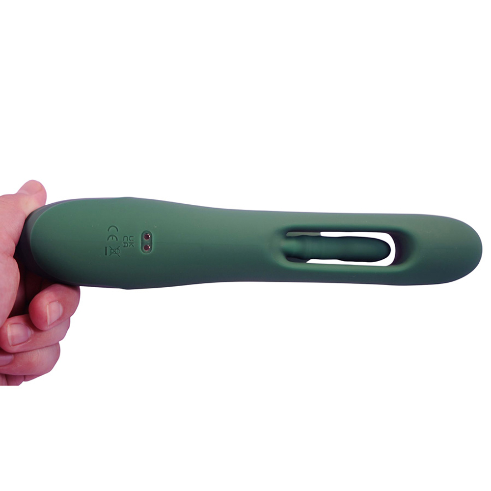 Зеленый вибратор-кролик 26см с подвижным язычком Amovibe Zenora Rabbit Vibrator Green