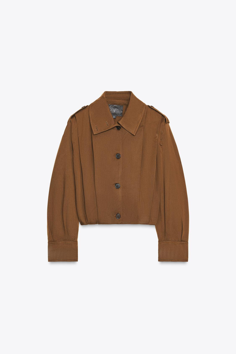 ZARA КУРТКА СО СКЛАДКАМИ И ШЛЕВКАМИ — ZW COLLECTION, ШОКОЛАДНЫЙ