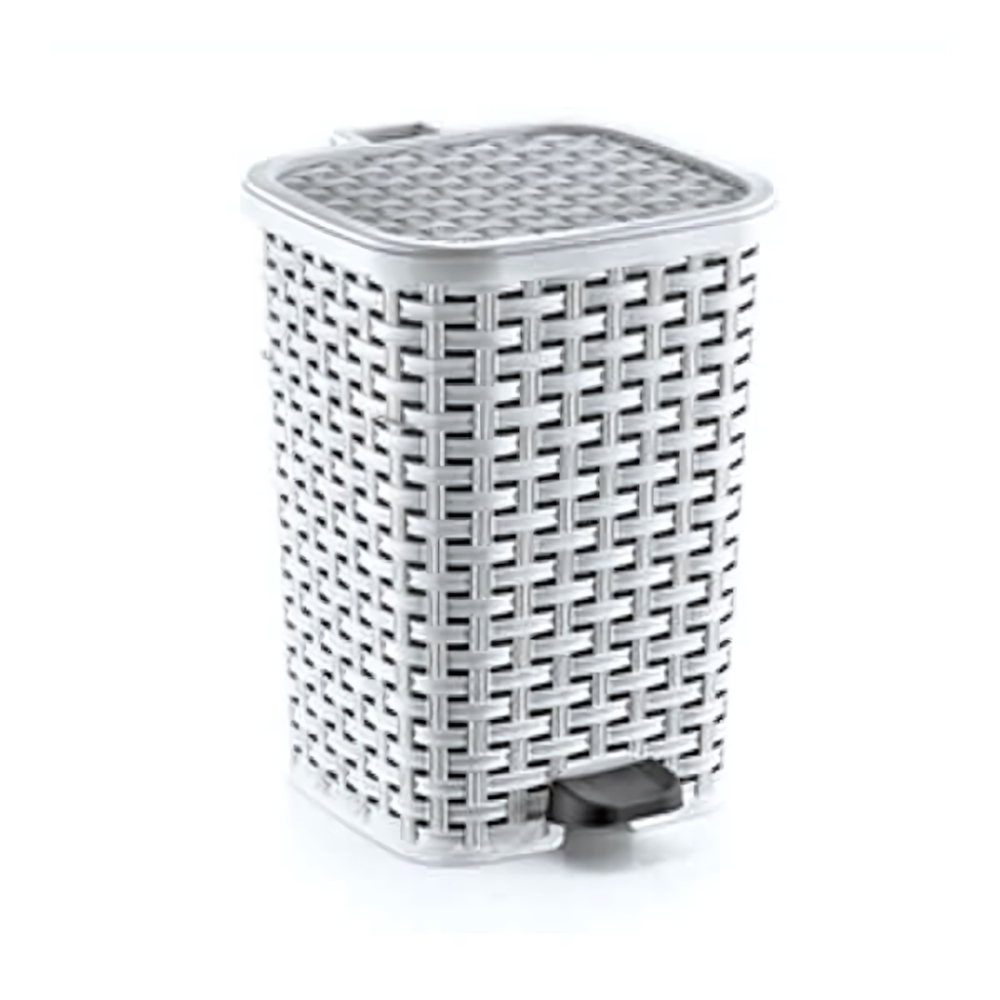 Мусорное ведро с педалью 26л "Плетенка" белый 01054