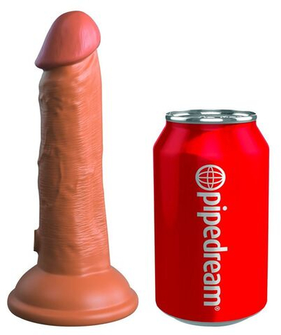Фаллоимитатор цвета карамели 6 Vibrating Silicone Dual Density Cock - 17,8 см. (Цвет: карамель (темно-бежевый))