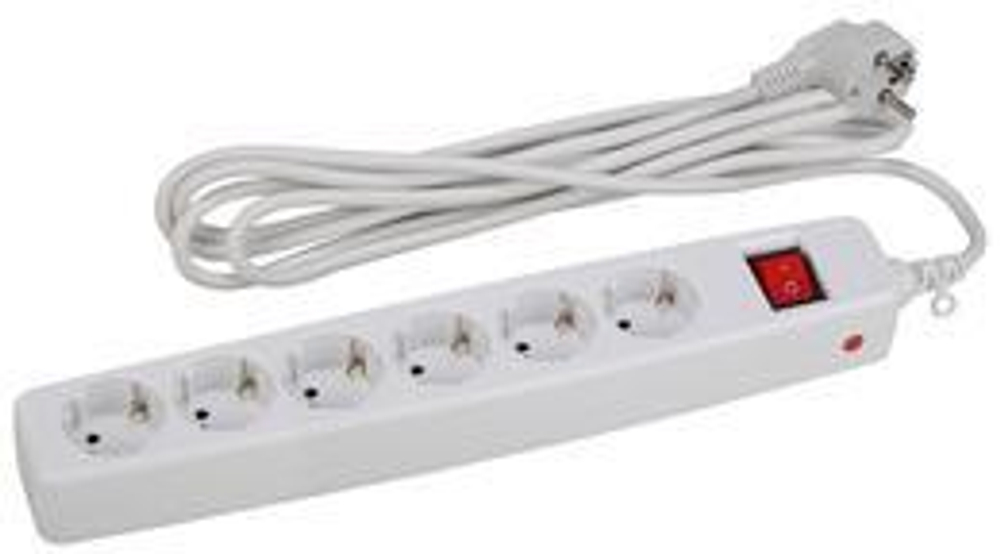 Сетевой фильтр 5 гнёзд 3м, 3х0,75мм2, с/з PREMIUM LUXEL