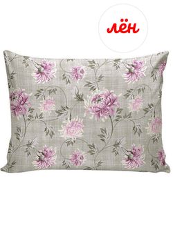 Наволочка комплект 2шт Сказка "Хризантемы на льне" 70х70 см, лён