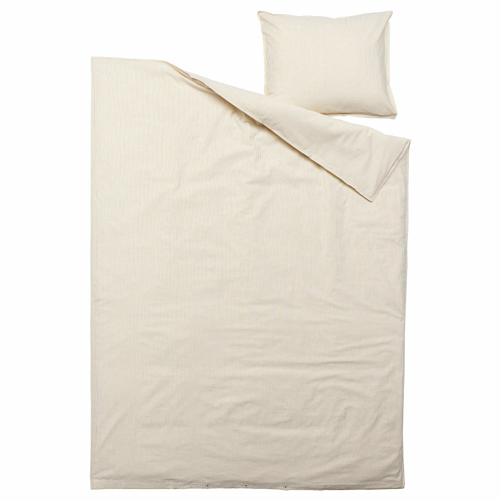 Комплект постельного белья IKEA BERGPALM (БЕРГПАЛМ), Односпальный, Бежевый, 150x200, 50x80 см