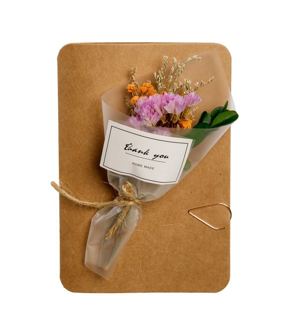 DF-96 Открытка с букетом из сухоцветов в коробке «Спасибо тебе!» - Вариант A