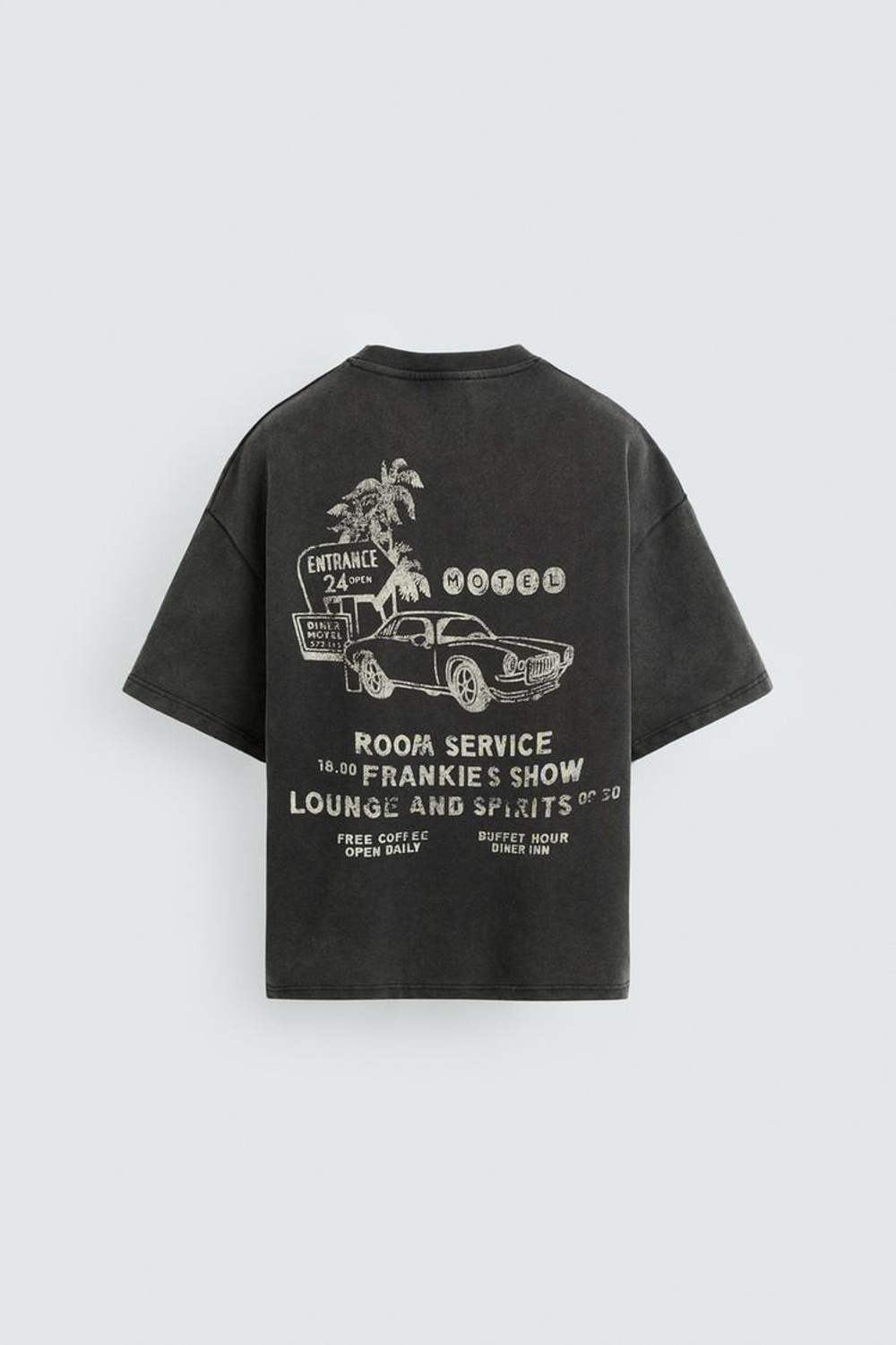 ZARA ТОЛСТОВКА С ПРИНТОМ И ЭФФЕКТОМ ПОТЕРТОСТИ, ТЕМНЫЙ АНТРАЦИТ