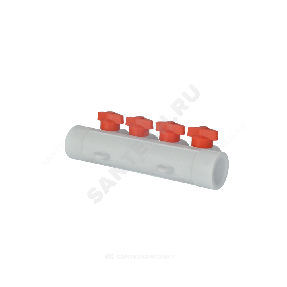 Коллектор PP-R белый Дн 32х20 на 3 выхода с кранами VALFEX 101133203
