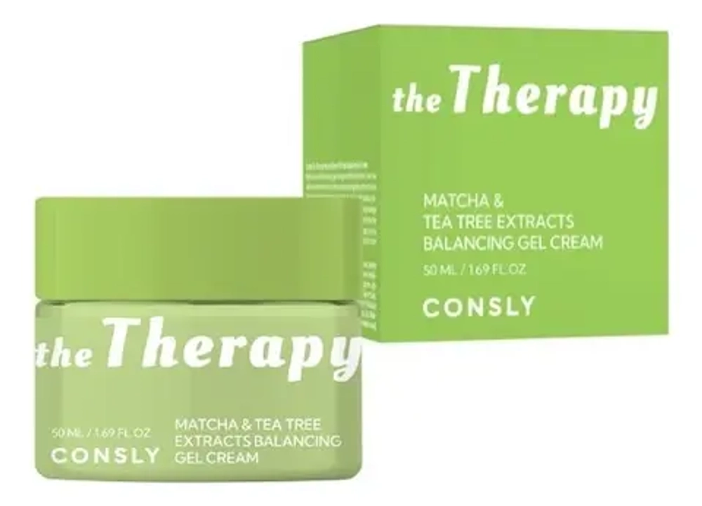 Крем-гель для лица с экстрактом матча и чайного дерева CONSLY The Therapy Matcha Gel Cream 50 мл