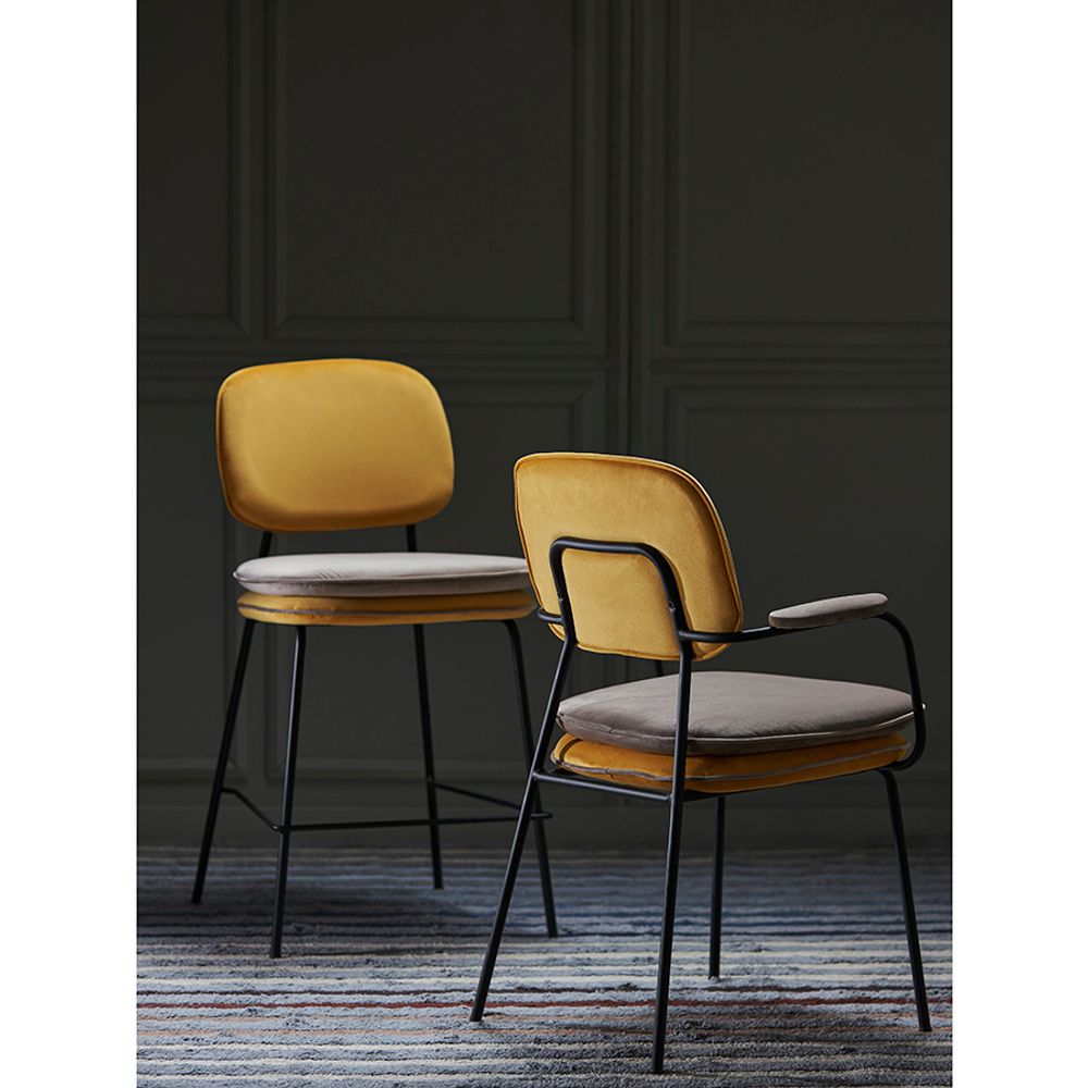 Стул с подлокотниками Pea, велюр, желтый/бежевый