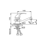 Смеситель для кухни 40к F4503 FRAP (плоский пов.излив, п/шпильку, хром, латунь)