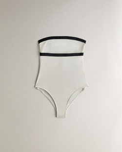 ZARA HOME КУПАЛЬНИК С КОНТРАСТНОЙ ПОЛОСОЙ, ЭКРЮ