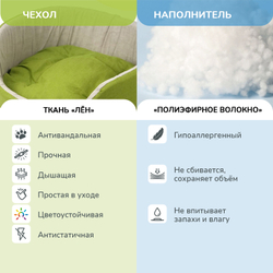 Лежанка ZOOEXPRESS «Эколен» с подушкой, зеленая, 49х33х17 см