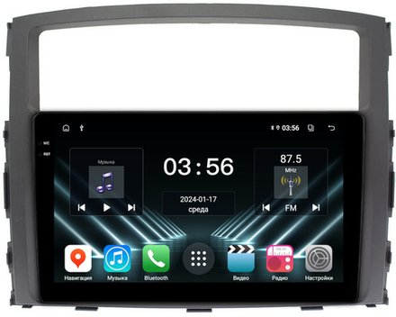 Магнитола Mitsubishi Pajero 4 2006-2022 - FarCar DX1009M монитор 9.5" IPS на Android 13, 4+64Гб, CarPlay