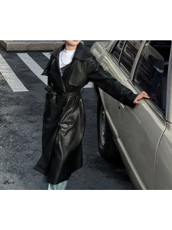 Тренч кожаный плащ