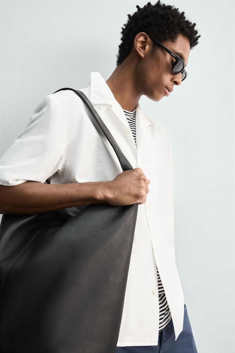 ZARA РУБАШКА СВОБОДНОГО КРОЯ ИЗ ПОПЛИНА, ЖЕЛТОВАТО-БЕЛЫЙ