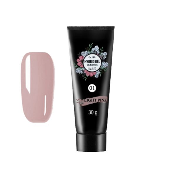 Полигель GELLAKTIK HYBRID GEL UV/LED №01 LIGHT PINK 30гр. от TARTISO (прозрачно-розовый)