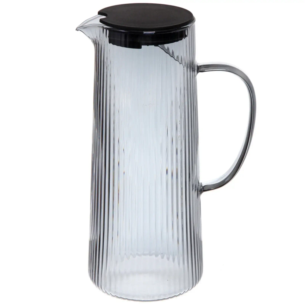 Кувшин стеклянный 1200мл «Орфей» с пластиковой крышкой и ситом, серый
