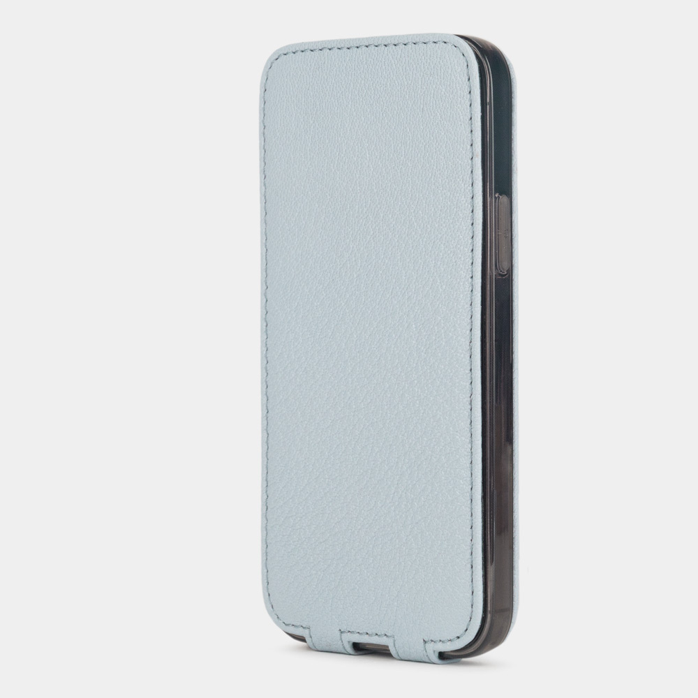 Чехол кожаный для iPhone 12 Pro Max голубого цвета