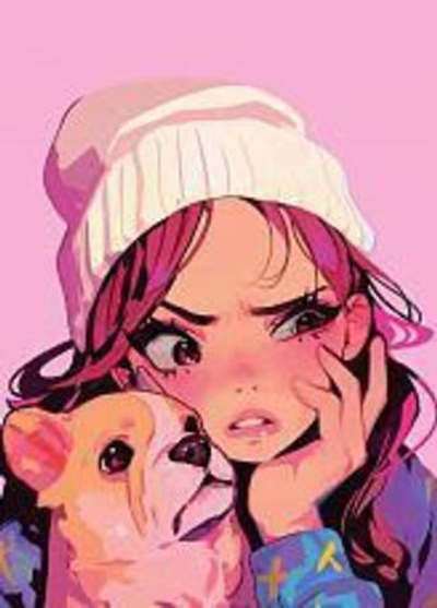 Блокнот А7 40л. клетка "Недовольная девочка" на скрепке, блок-офсет, целлюлозный картон 200 гр/м2е (