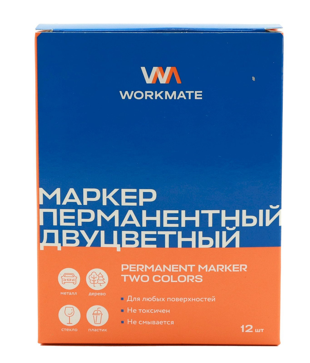 Маркер перманентный Workmate двухсторонний, двухцветный, линия 1,5-3 мм, черный и красный