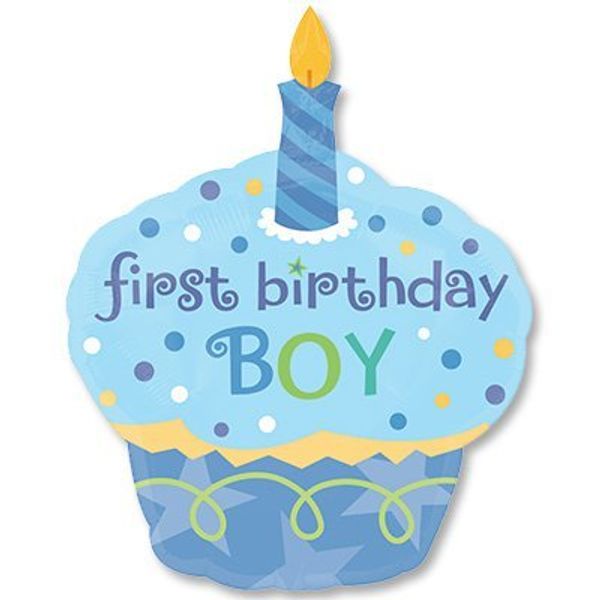 Шар фигура 1 день рождение мальчик кекс свечка