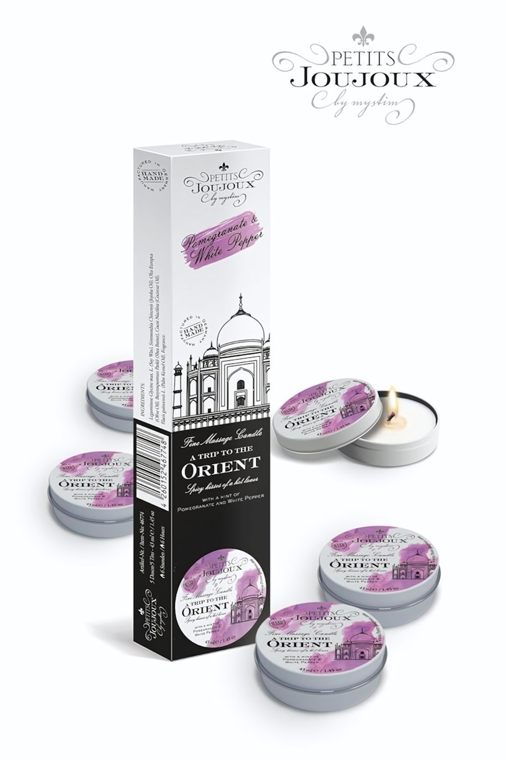 Набор из 5 свечей Petits Joujoux Orient с ароматом граната и белого перца - 33 гр.