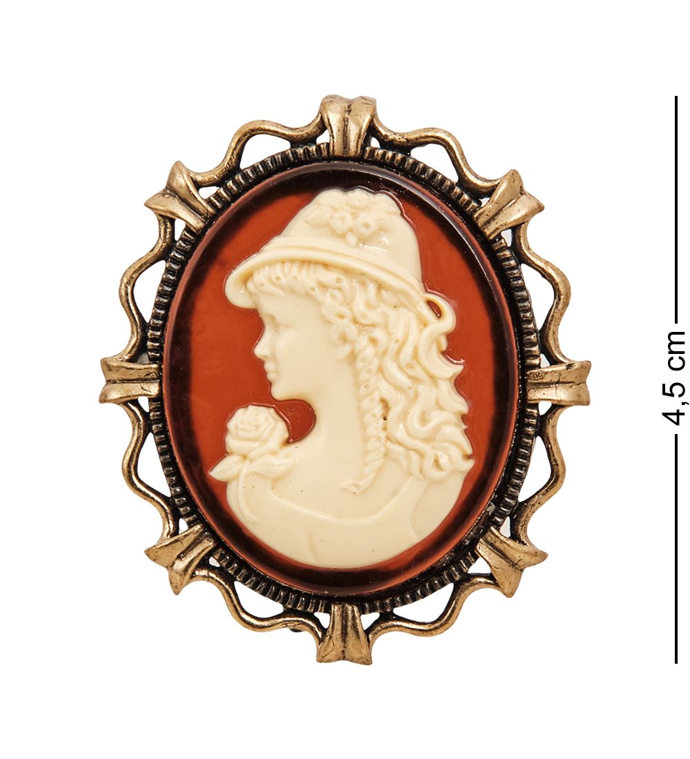 AM-2602 Брошь «Камея Юность» мал. (латунь, янтарь)