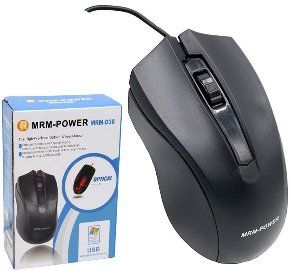 Мышь проводная Power D38 (черный)