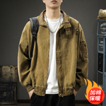 Хлопковая рабочая куртка с воротником-стойкой, мужская ретро-вышитая американская повседневная охотничья свободная куртка,Осень-зима