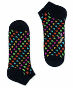 Низкие носки унисекс Happy Low Sock с цветными надписями (Размер: 25) (Цвет: черный)