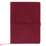 НОВИНКА! Блокнот "Питер. Мосты на Неве" в клетку А5 128 листов, гибкая обложка из экокожи (цвет винный) с блинтовым тиснением рисунка по полю