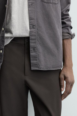 ZARA БРЮКИ REGULAR FIT КОМФОРТНОЙ ПОСАДКИ, КОРИЧНЕВЫЙ