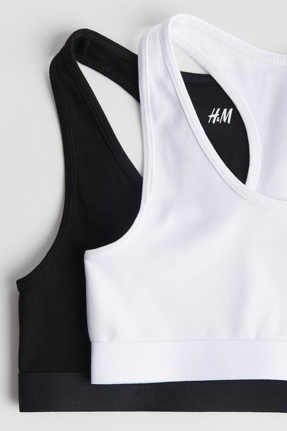 H&M Набор из двух укороченных топов, черный/белый