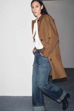 ZARA ТРЕНЧ МИДИ — ZW COLLECTION, ТЕМНЫЙ БЕЖЕВО-КОРИЧНЕВЫЙ