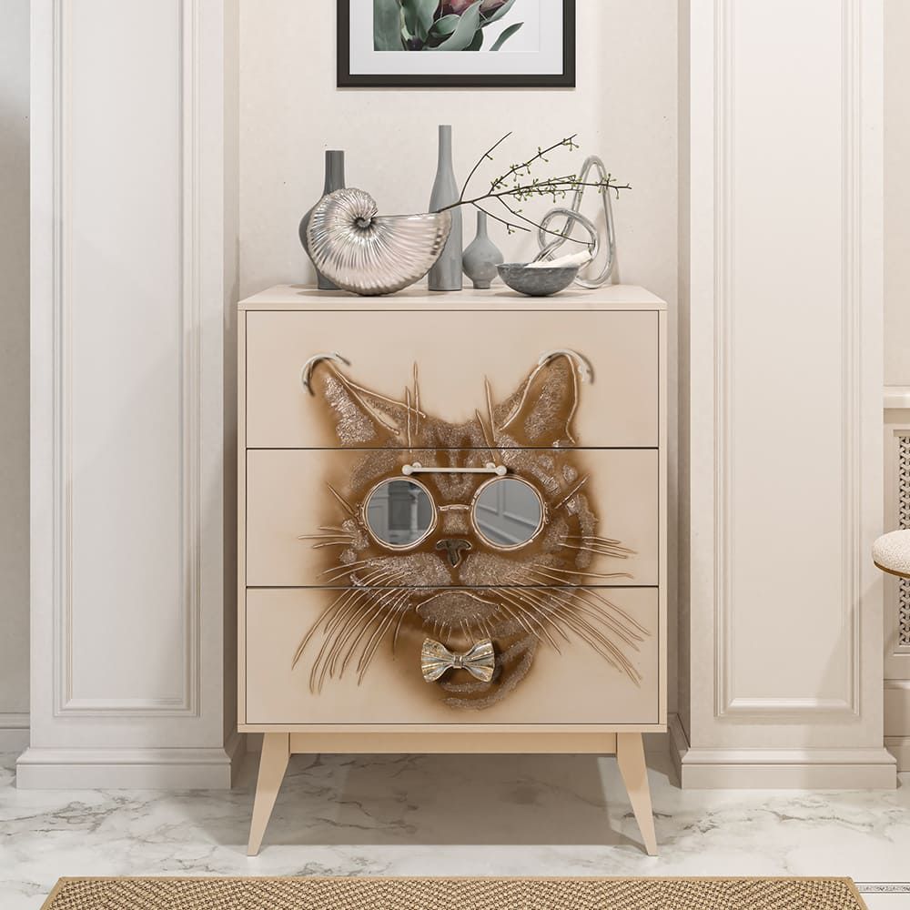 Комод Кот Саймон с 3 ящиками Айвори