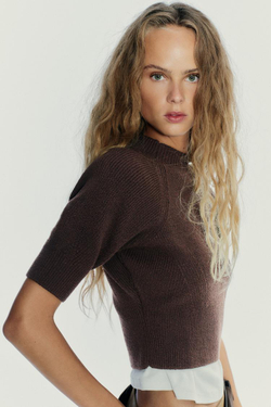 ZARA ДЖЕМПЕР В РУБЧИК, КОРИЧНЕВЫЙ