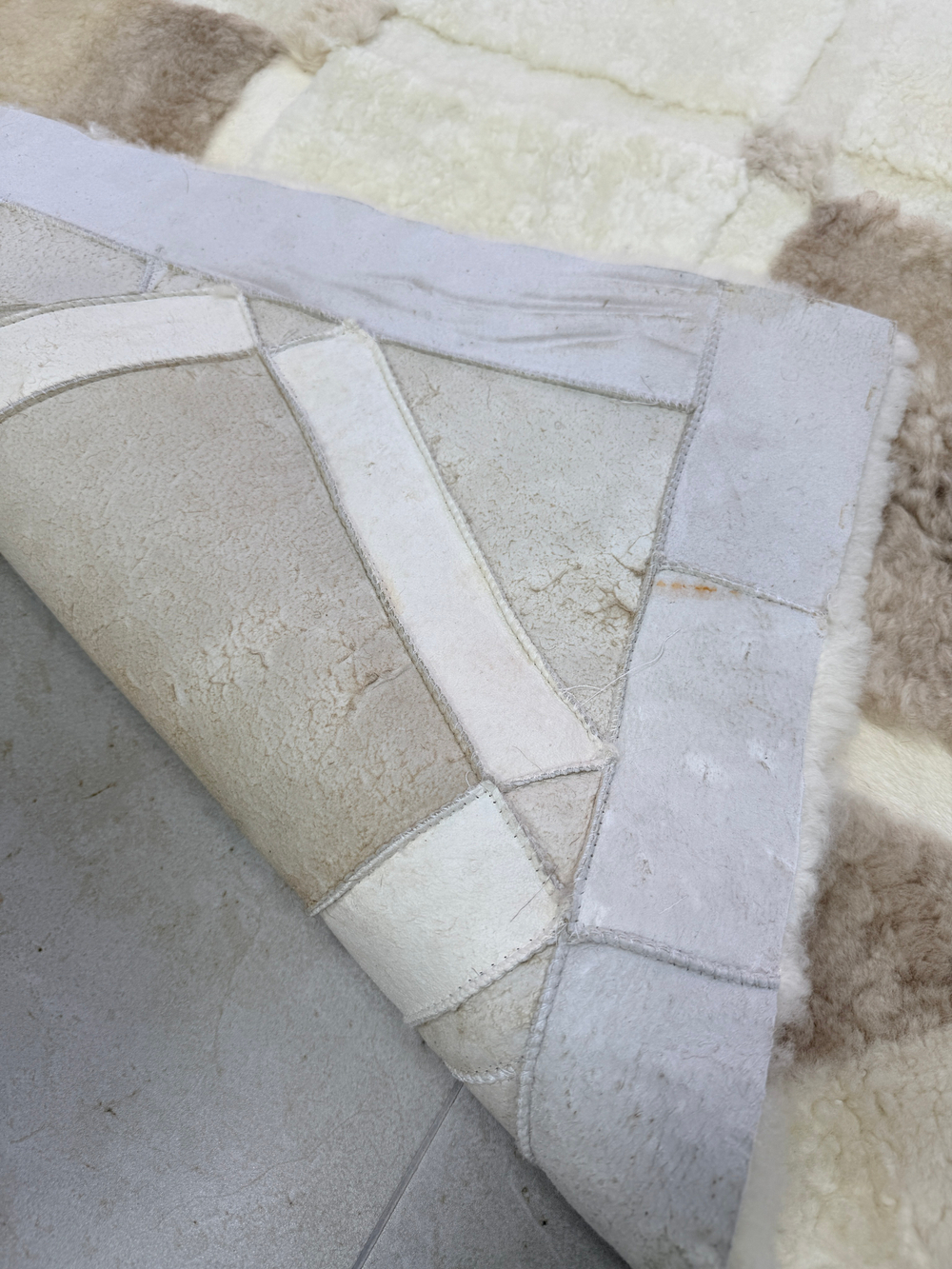 Ковер прямоугольный натуральный мех овчина, 210 х 170 см.