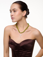 Чокер "Sea pearl cross green" Gold