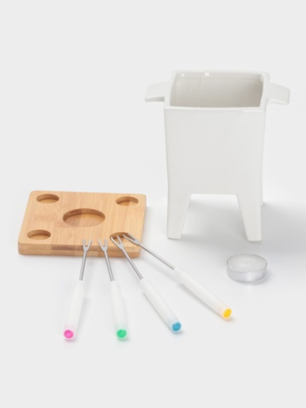 Набор для фондю BellaTenero, 620 мл, 4 шпажки, керамика, белый