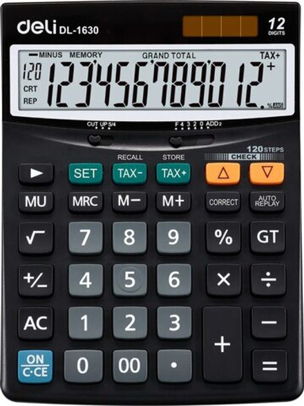 Калькулятор  12 разр. Deli Core  настольный, черный E1630