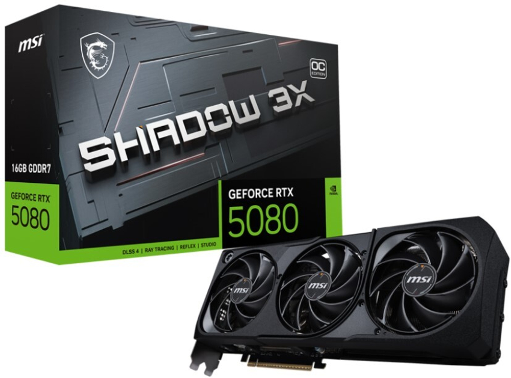 Видеокарта PCI-E MSI GeForce RTX 5080 SHADOW 3X OC (RTX 5080 16G SHADOW 3X OC)