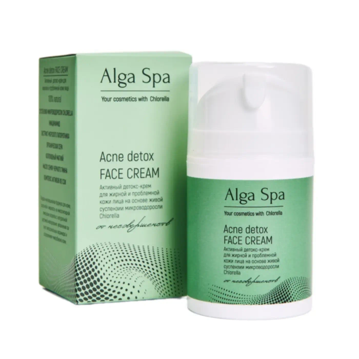 Детокс-крем Alga Spa активный для жирной, комбинированной и проблемной кожи «Acne detox FACE CREAM», 50мл