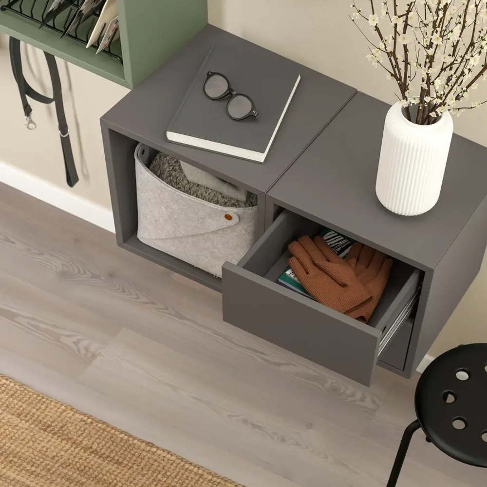 Комбинация для хранения - EKET IKEA/ ЭКЕТ ИКЕА,  105х70 см,   зеленый/темно-серый