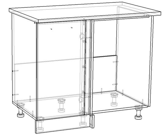 Стол кухонный угловой под мойку ДЕСТИНИ-4 правый /936*820*536/